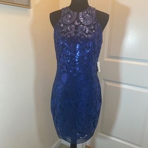 Alexia Admore Navy Sequined Cocktail Dress